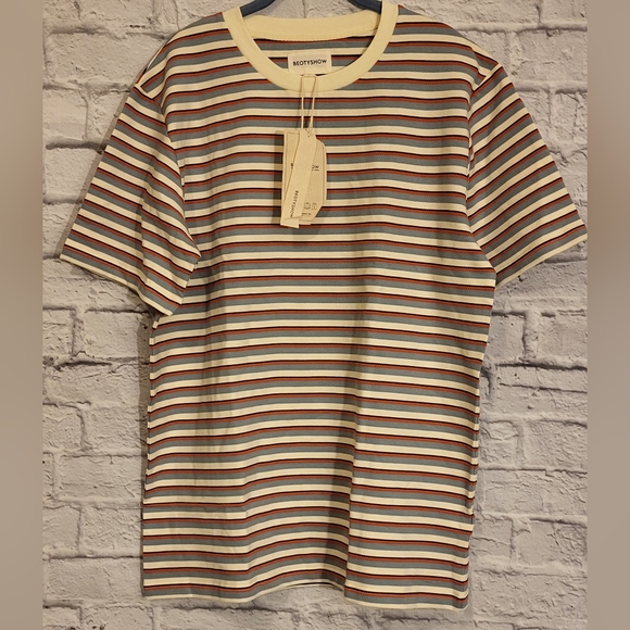 Men's Beotyshow Texture Stripe Short Sleeve T-Shirt - Picture 5 of 11